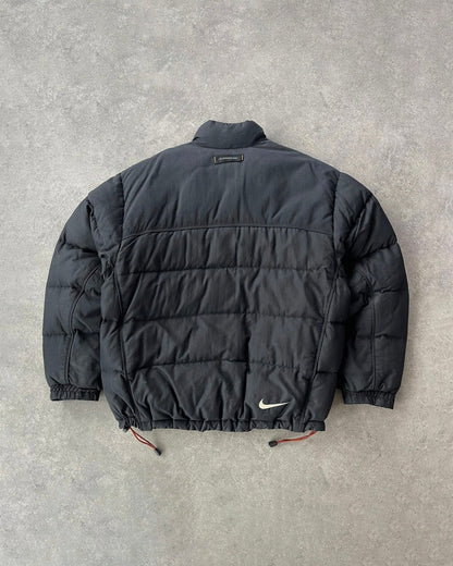 nike acg 1998 technical down fill puffer jacket in black, back view