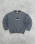adidas equipment 1990s heavyweight embroidered sweatshirt in washed grey, front view