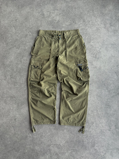 nike acg 2000s technical ripstop cargo trousers in olive green, front view