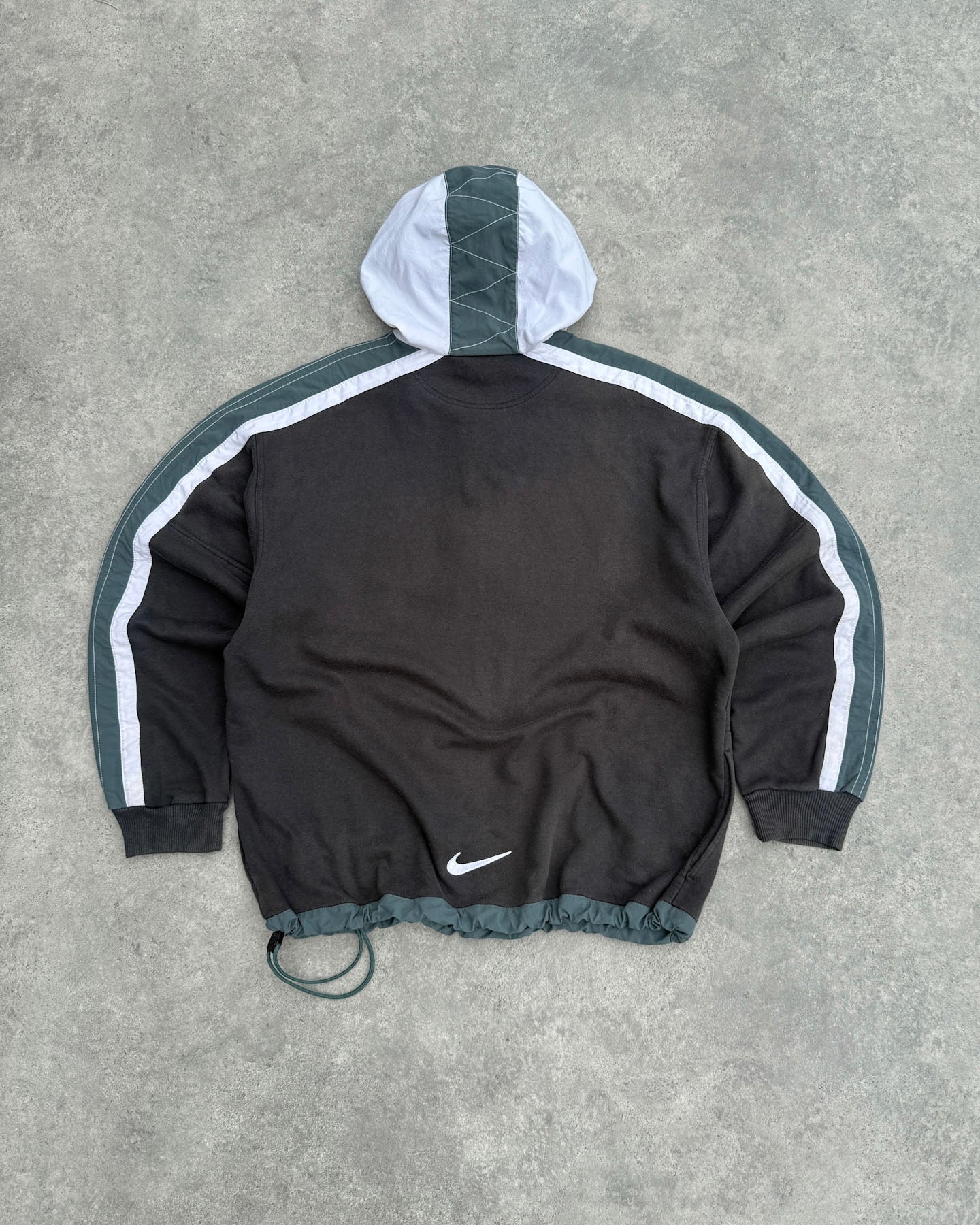 nike 1990s heavyweight embroidered spellout quarter zip hoodie, chest logo detail