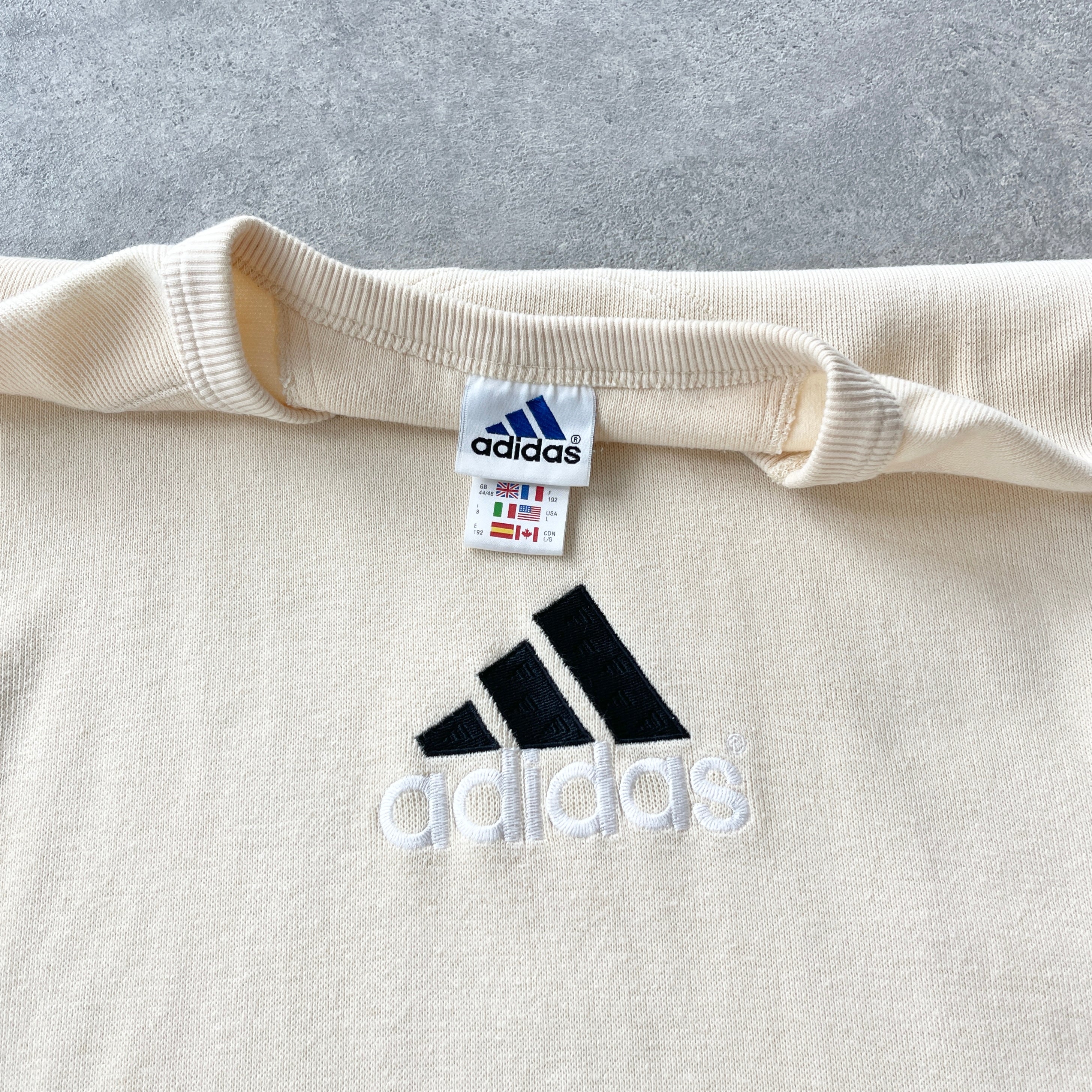 Adidas 1990s heavyweight embroidered ribbed sweatshirt (L)