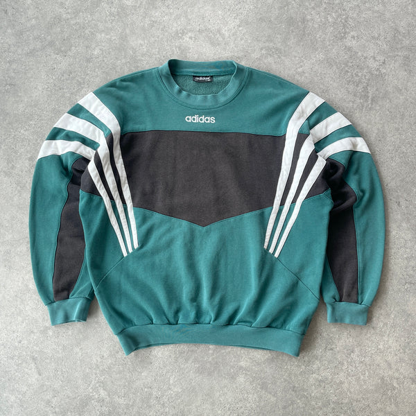 Adidas 1990s colour block embroidered sweatshirt (L)