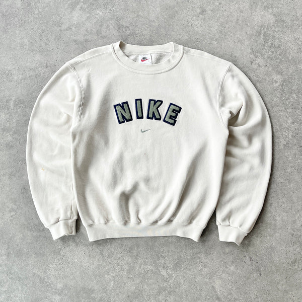 Nike RARE 1990s heavyweight embroidered spellout sweatshirt (S)