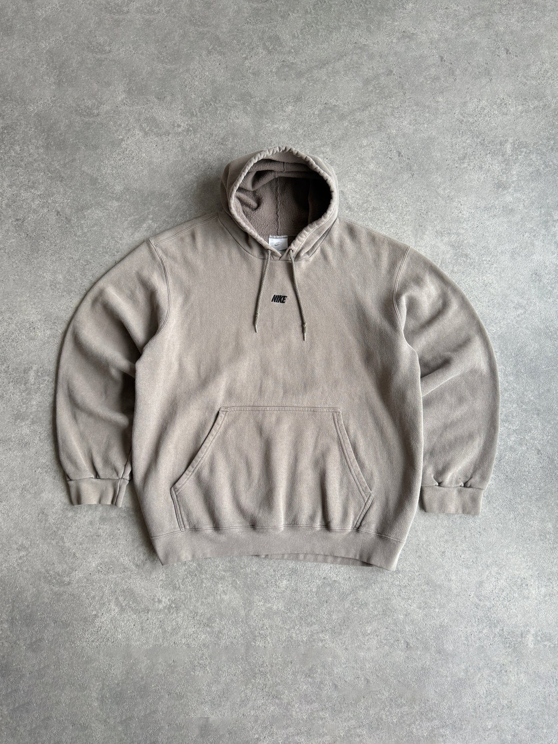nike 2003 heavyweight embroidered spellout logo hoodie (l)