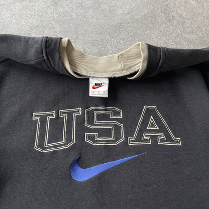 Nike 1990s heavyweight embroidered USA sweatshirt (L)