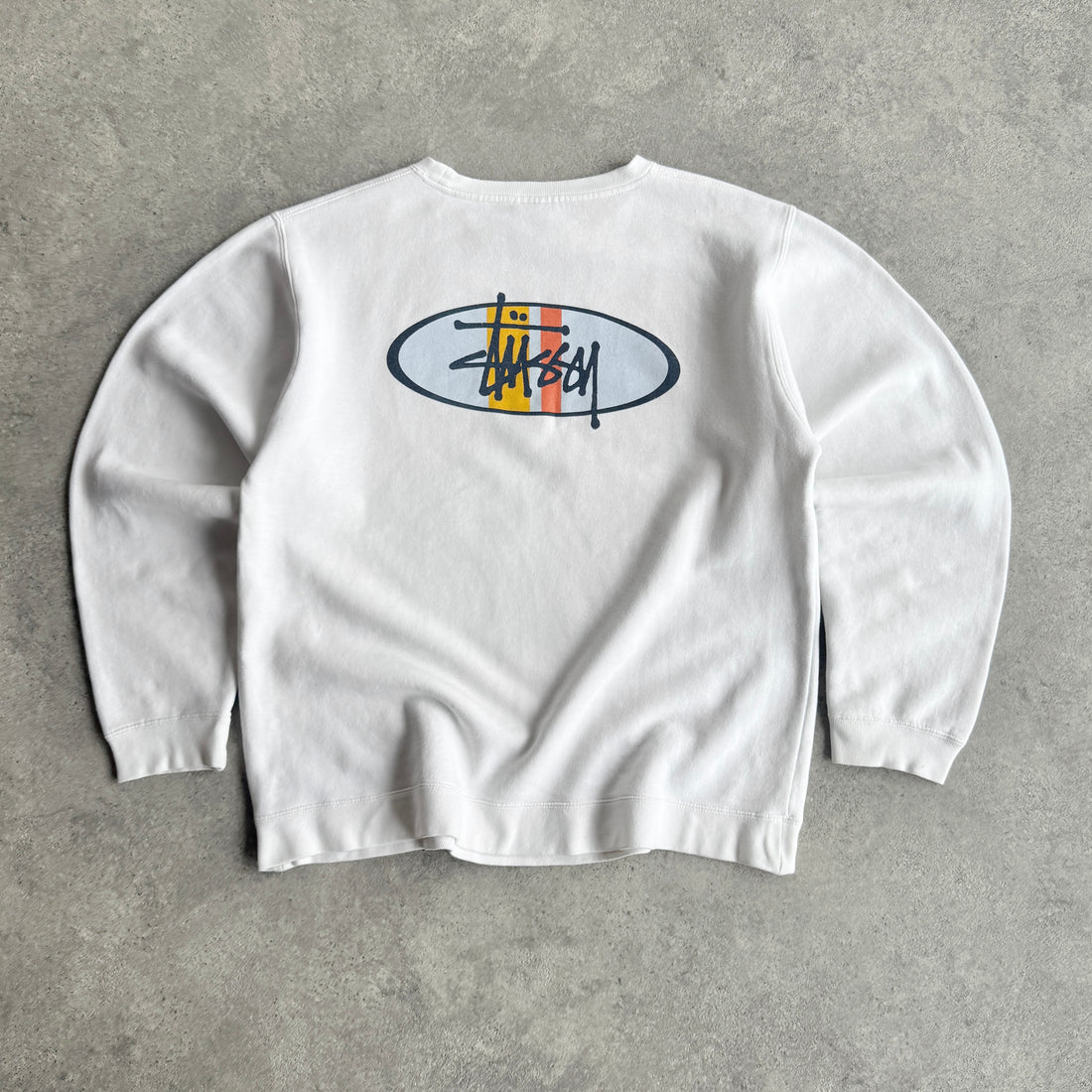 Stussy 1990s heavyweight graphic logo sweatshirt (L)