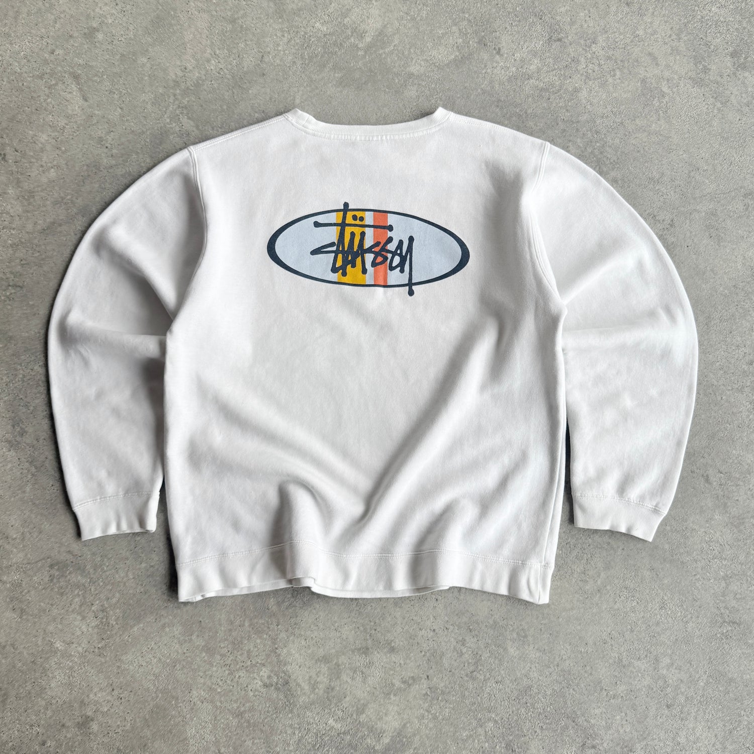 Stussy 1990s heavyweight graphic logo sweatshirt (L)