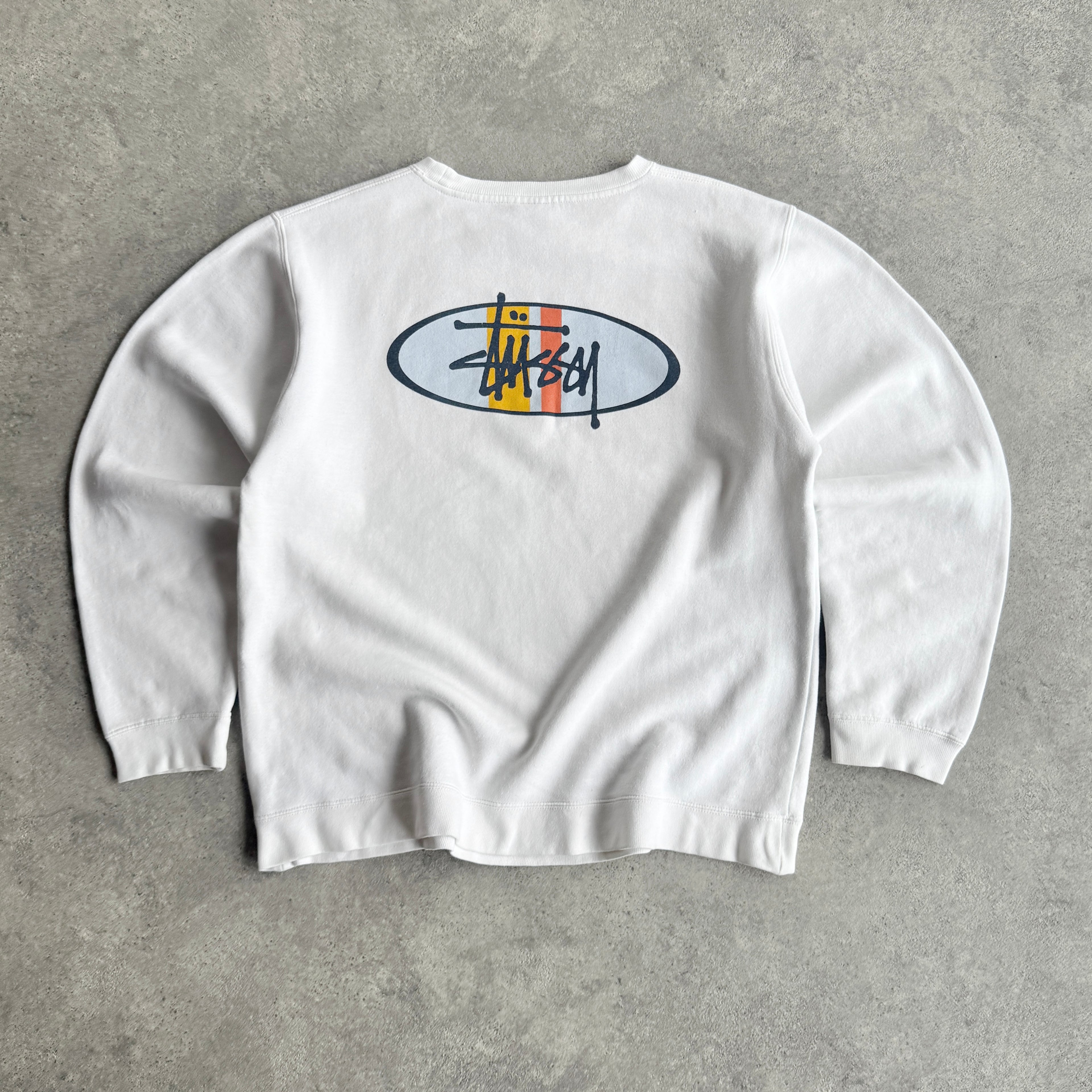 Stussy 1990s heavyweight graphic logo sweatshirt (L)