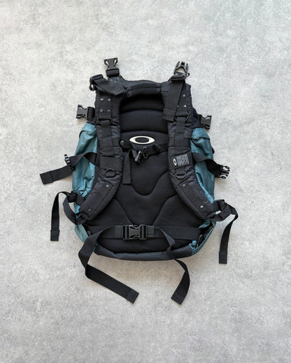 oakley software 2000s technical utility backpack in teal, back view