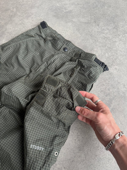 stussy 1990s technical parachute pants, stussy logo detail
