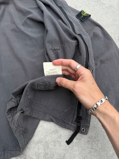 stone island s/s 1999 garment dyed hooded jacket, patch pocket detail