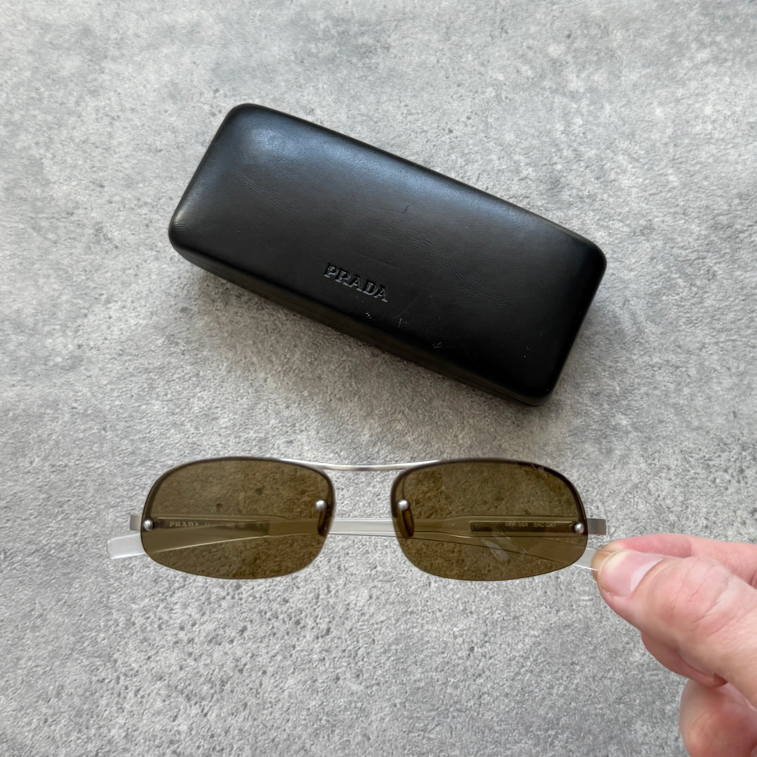 Prada 2000’s chrome/clear frame sunglasses