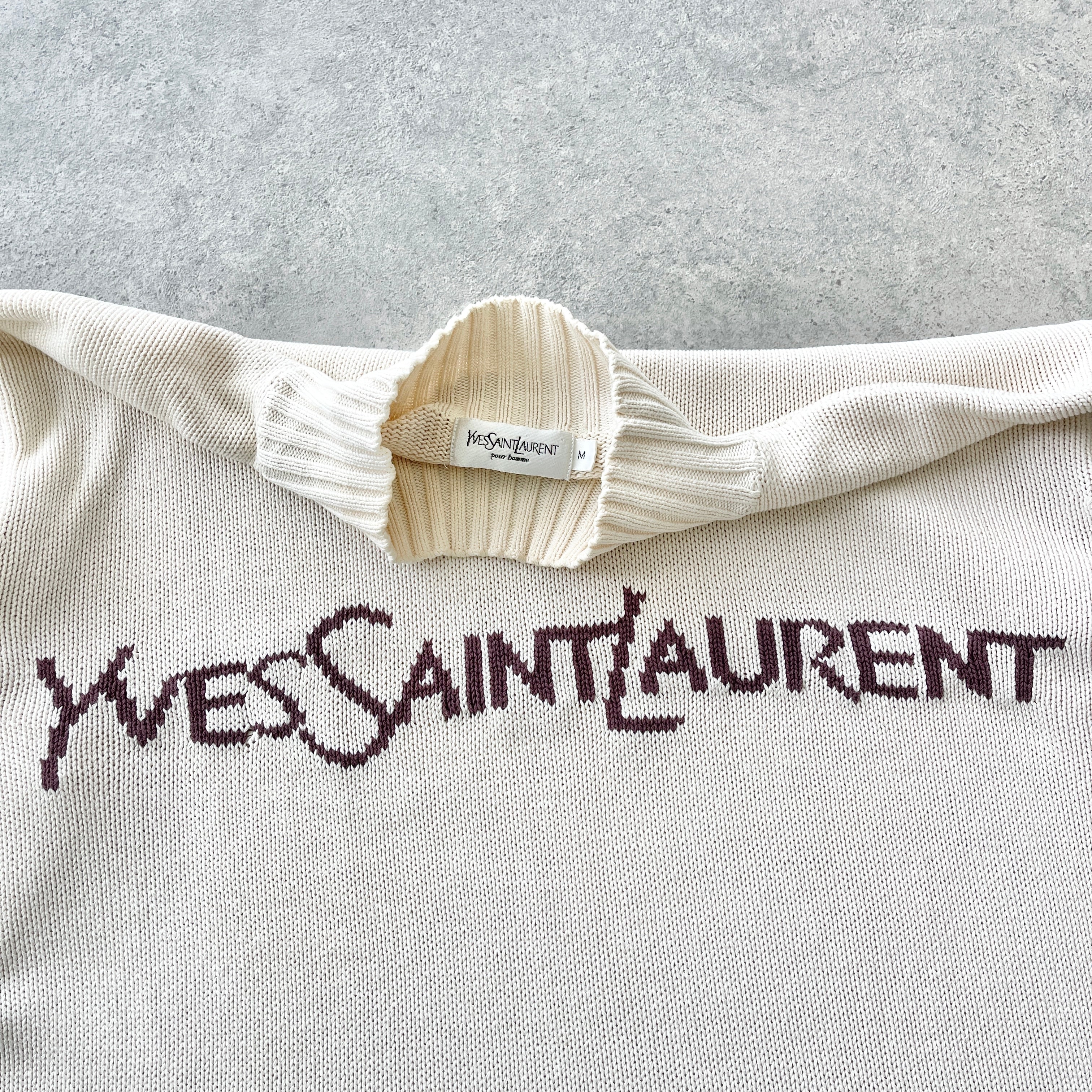 YSL RARE 2000s mockneck heavyweight knitted jumper (M)