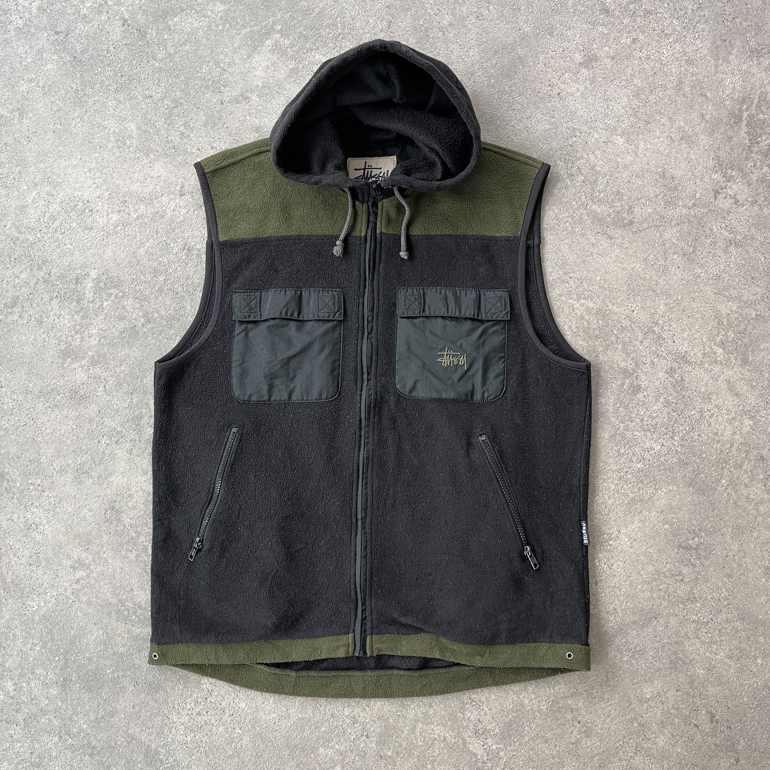 Stussy Outdoor 1990s zip up fleece vest jacket (L)