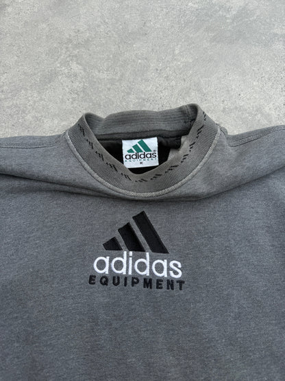 adidas equipment 1990s heavyweight embroidered sweatshirt in washed grey, back view