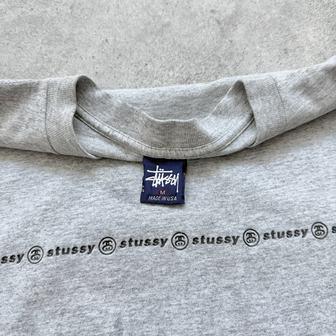 Stussy 1990s single stitch heavyweight multi logo spellout t-shirt (M)