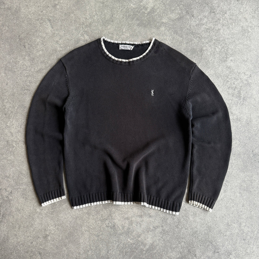 YSL 2000s heavyweight embroidered knitted jumper (XL)