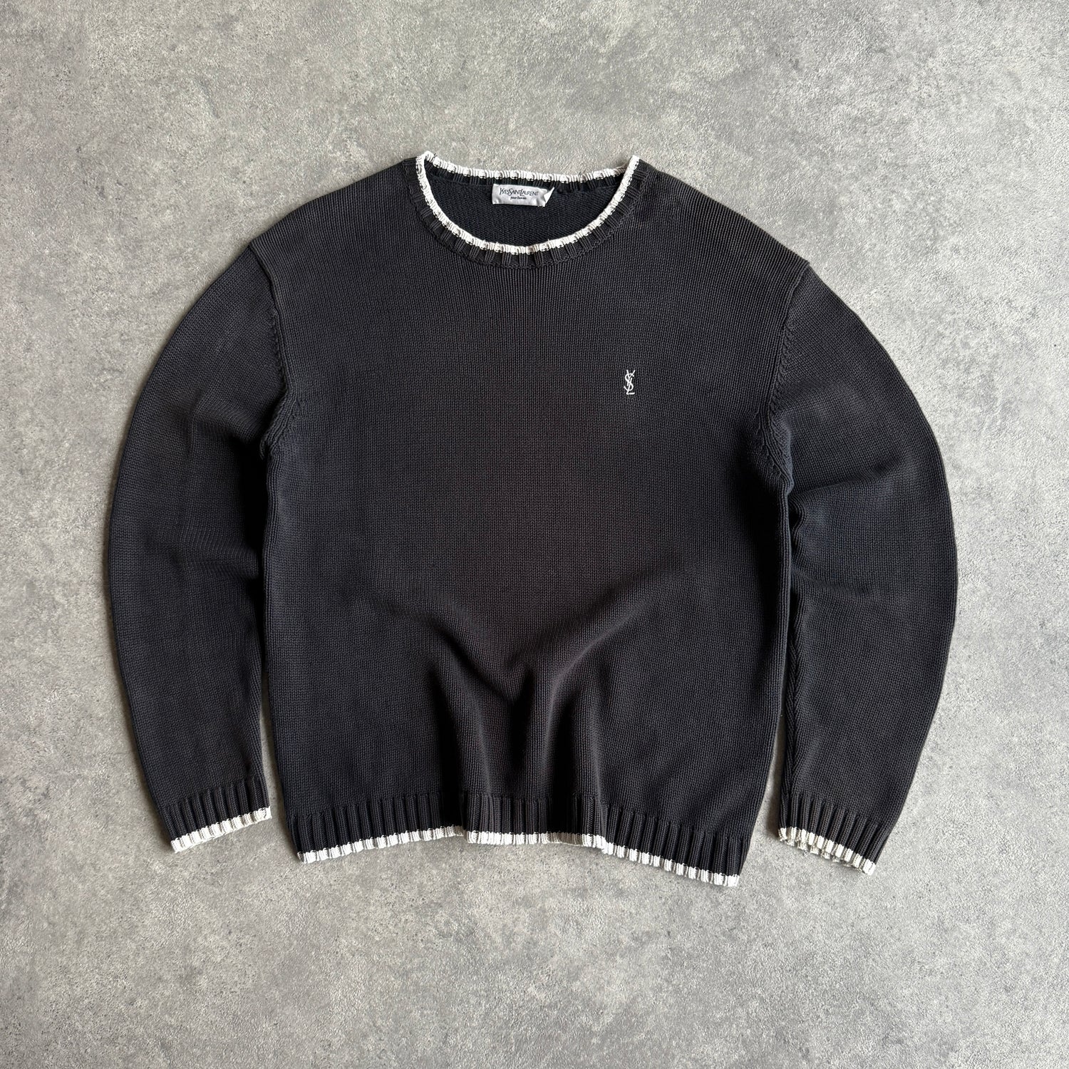 YSL 2000s heavyweight embroidered knitted jumper (XL)