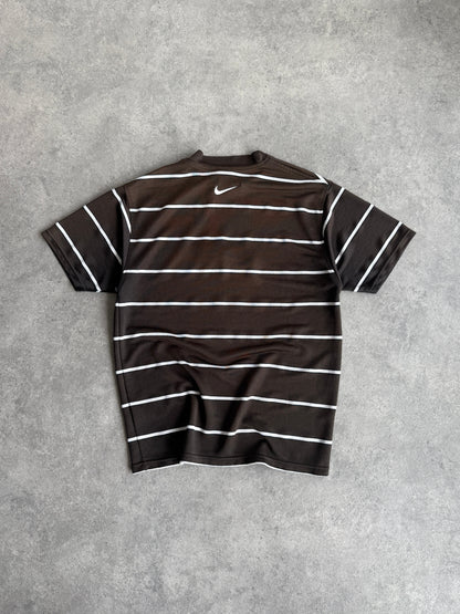 nike 1990s heavyweight striped t-shirt, chest logo detail