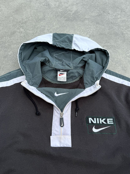 nike 1990s heavyweight embroidered spellout quarter zip hoodie, back view