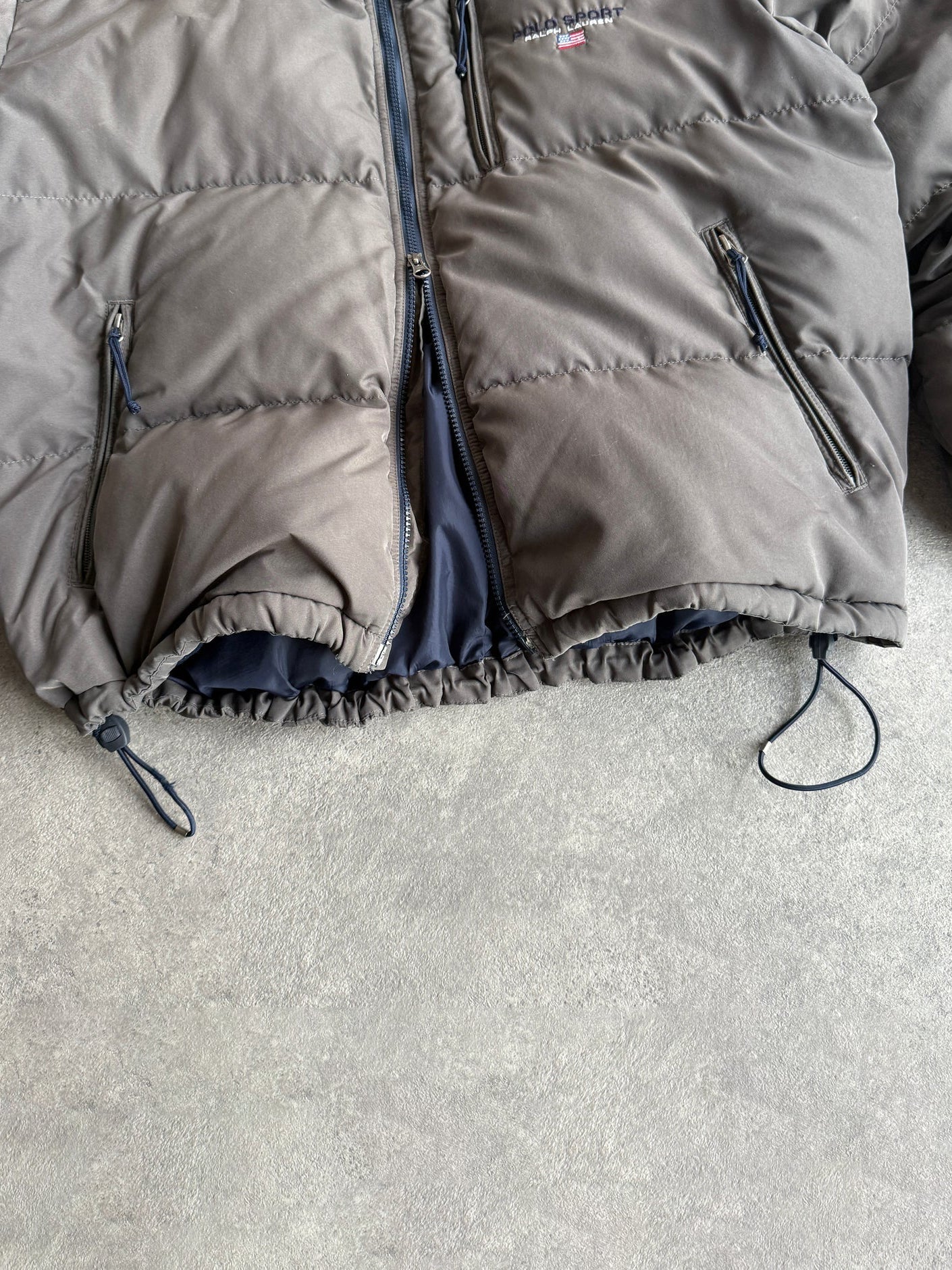polo sport ralph lauren 1990s fleece lined puffer jacket, zip pocket detail