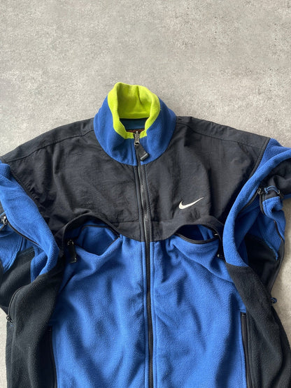 nike acg 1998 polartec fleece jacket, neon collar lining detail