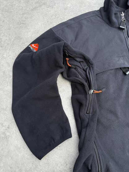 nike acg 1998 polartec fleece jacket in black orange, back view