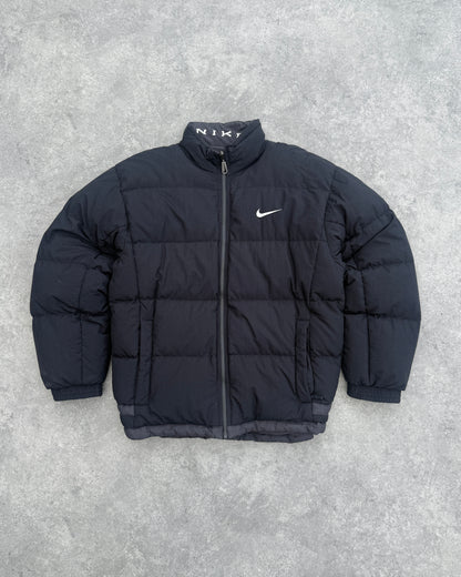 nike 1990s reversible down fill spellout puffer jacket (m)