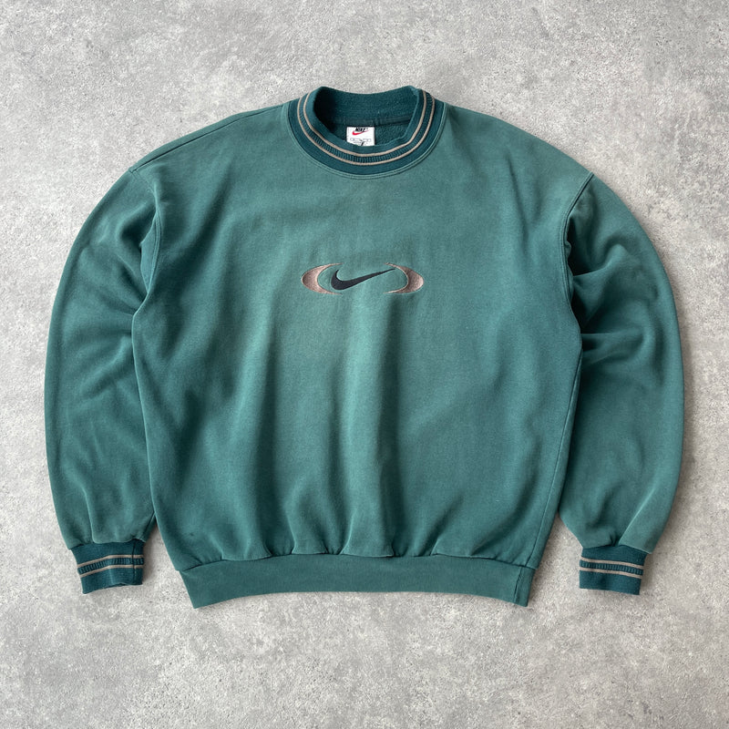 Nike RARE 1990s heavyweight embroidered sweatshirt (M)