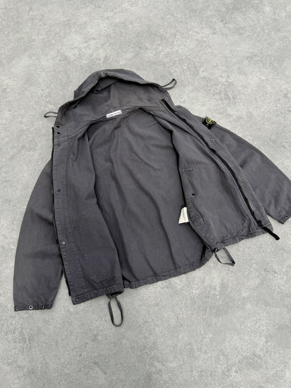 stone island s/s 1999 garment dyed hooded jacket, snap cuff detail