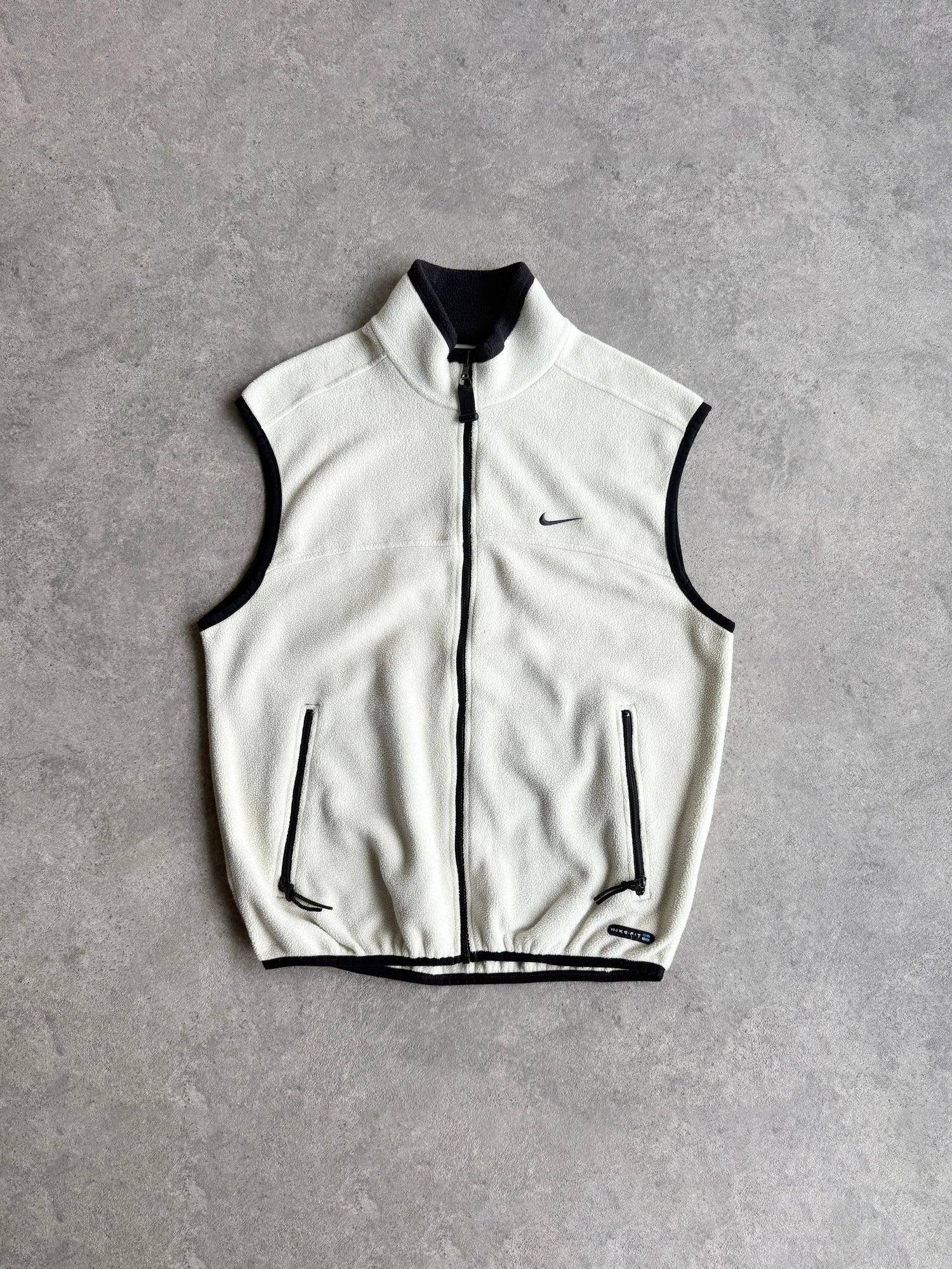 nike acg 1998 technical fleece vest jacket in cream, front view