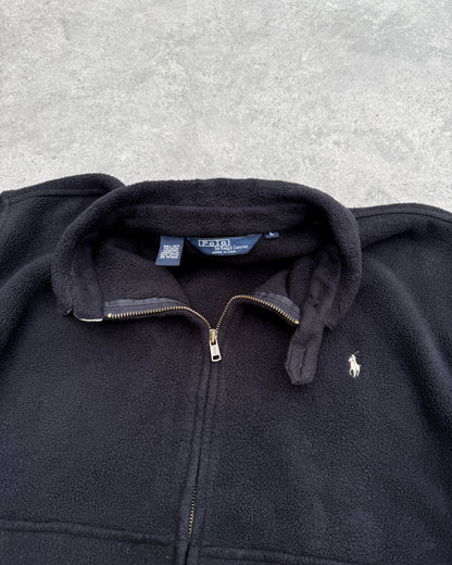 ralph lauren 1990s polartec fleece harrington jacket in black, back view