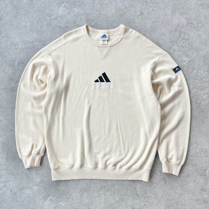 Adidas 1990s heavyweight embroidered ribbed sweatshirt (L)