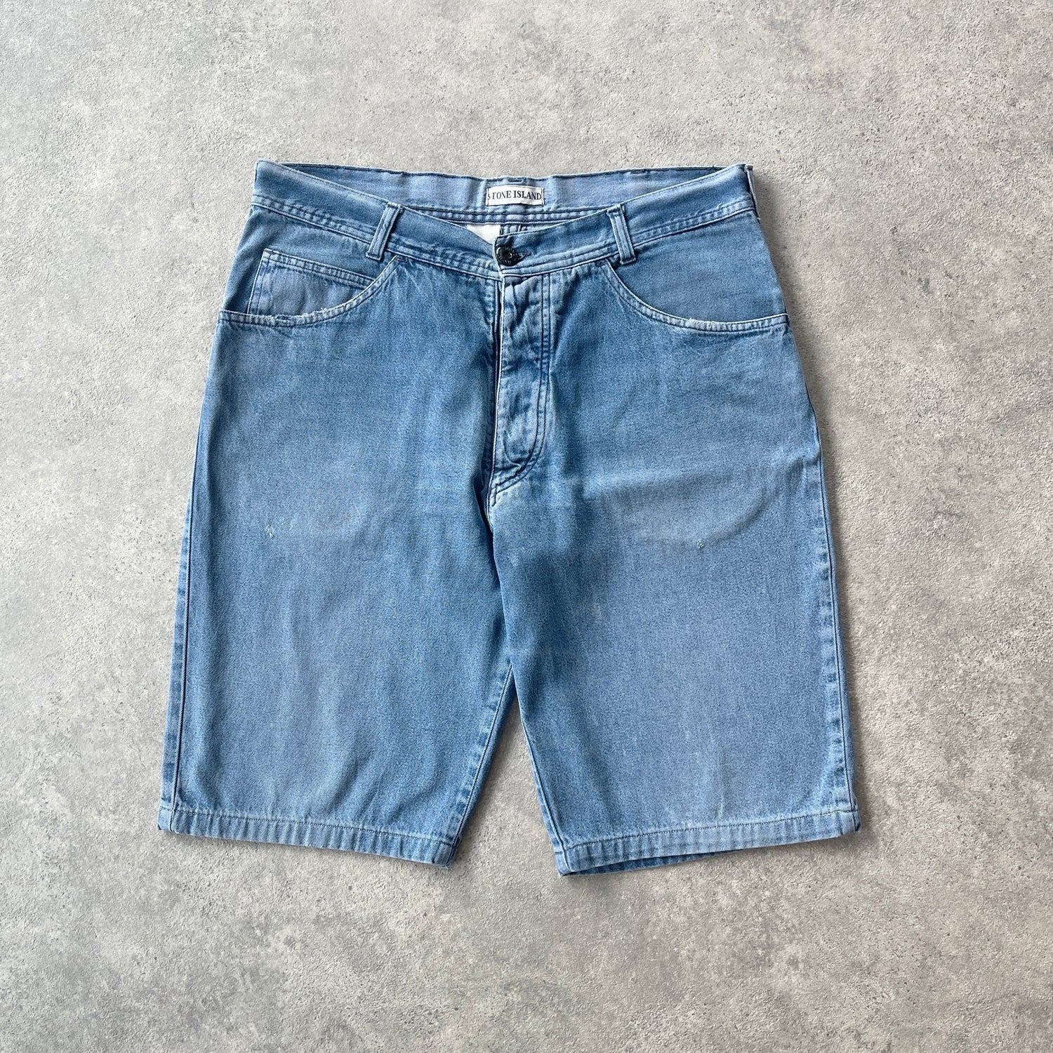 Stone Island RARE 1990s mid wash denim shorts (M)