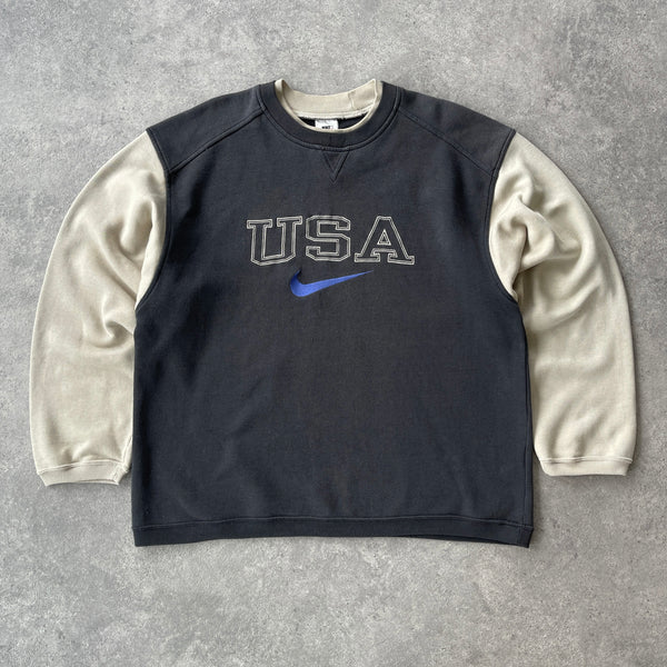 Nike 1990s heavyweight embroidered USA sweatshirt (L)