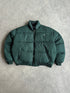 ralph lauren 1990s down fill bomber puffer jacket in green, front view
