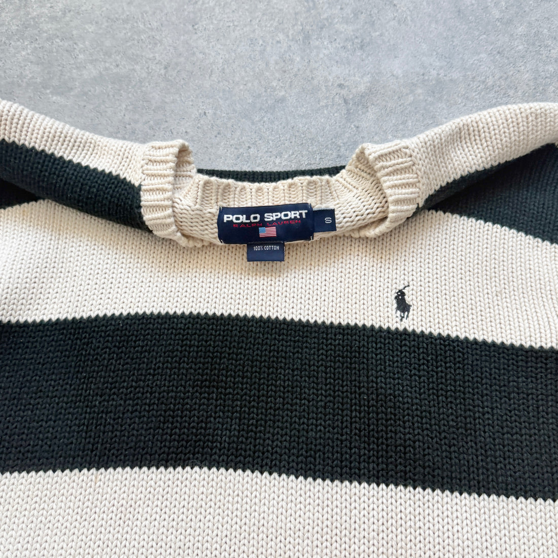 Polo Sport Ralph Lauren 1990s heavyweight striped knitted jumper (S)