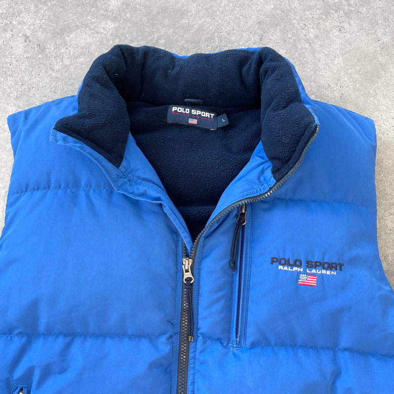 Polo Sport Ralph Lauren 1990s fleece lined down fill puffer gilet (L)