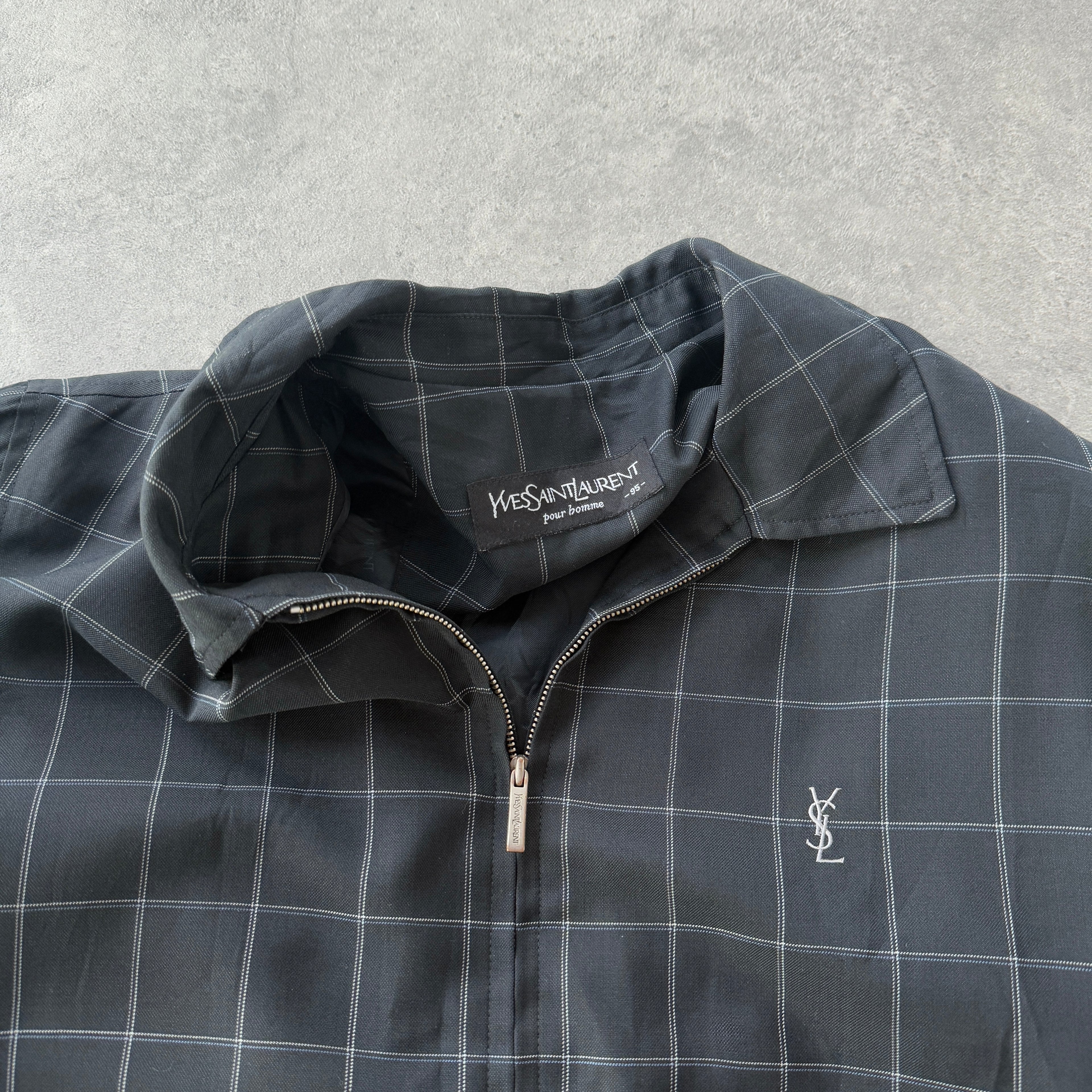 YSL 2000s lightweight check harrington jacket (M)