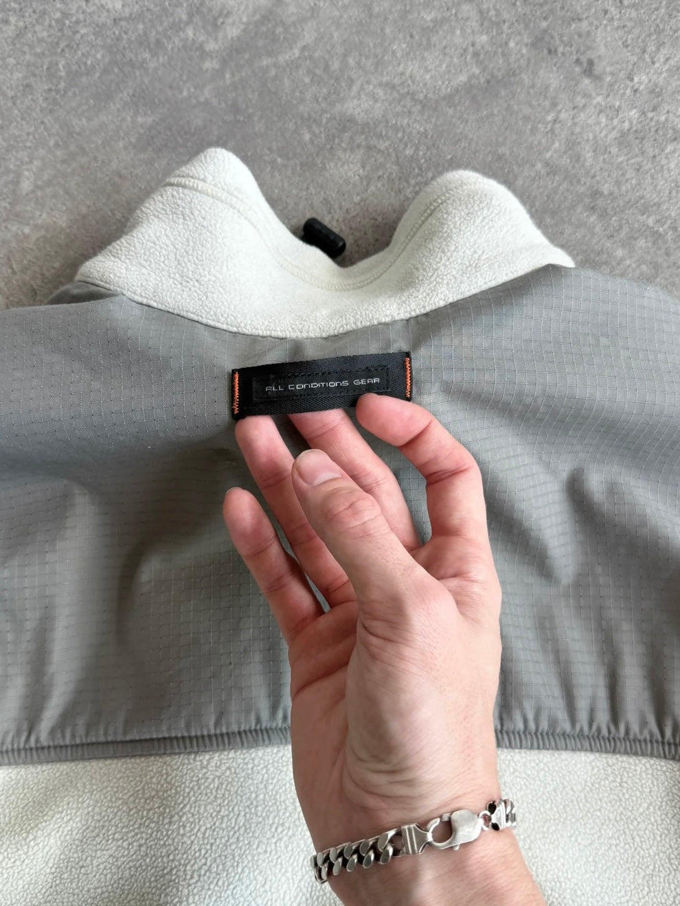 nike acg 1990s technical dual zip polartec fleece, swoosh logo detail