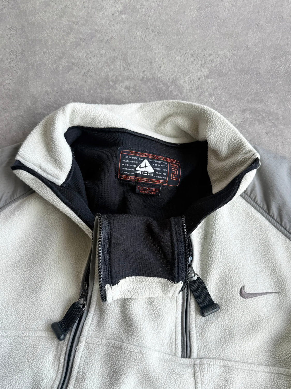 nike acg 1990s technical dual zip polartec fleece, ripstop panel detail