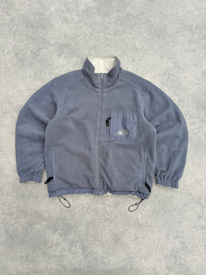 nike acg 2000s reversible storm clad fleece jacket in cream, fleece side front view