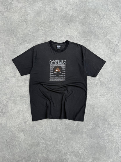 nike acg 2001 heavyweight graphic t-shirt in black, front view