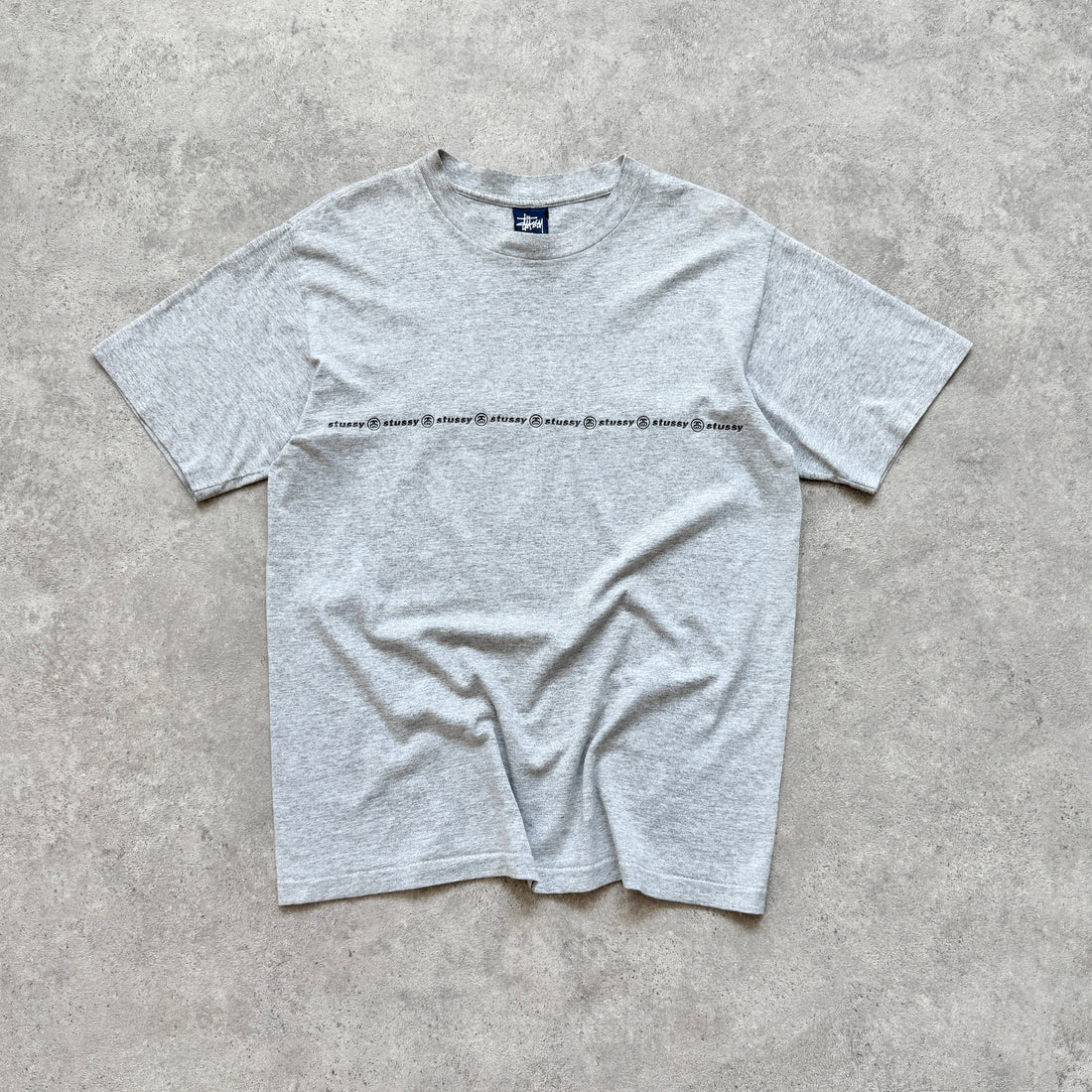 Stussy 1990s single stitch heavyweight multi logo spellout t-shirt (M)