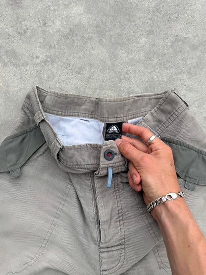nike acg 2000s technical corduroy cargo trousers in faded grey, back view