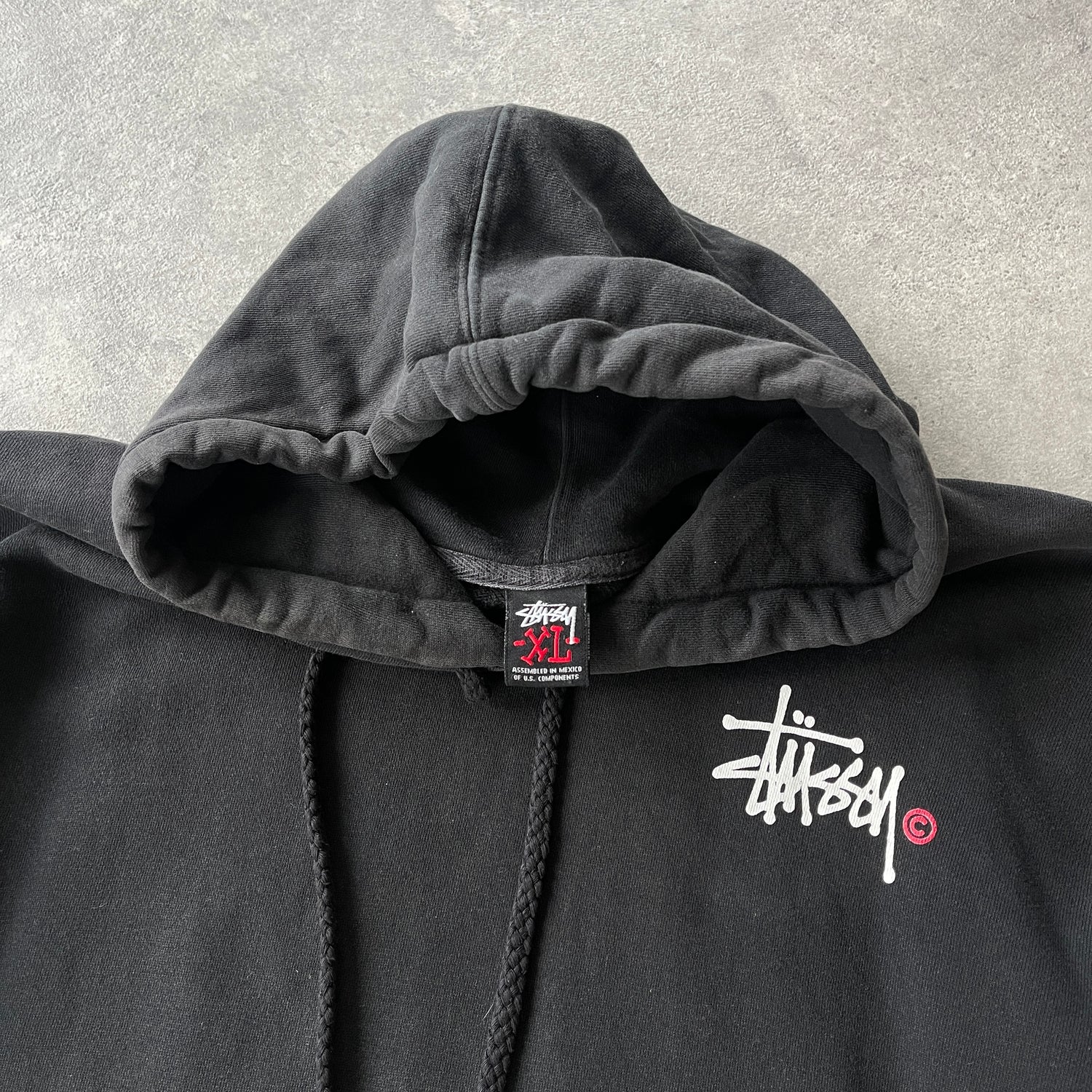 Stussy 2000s heavyweight script hoodie (XL)