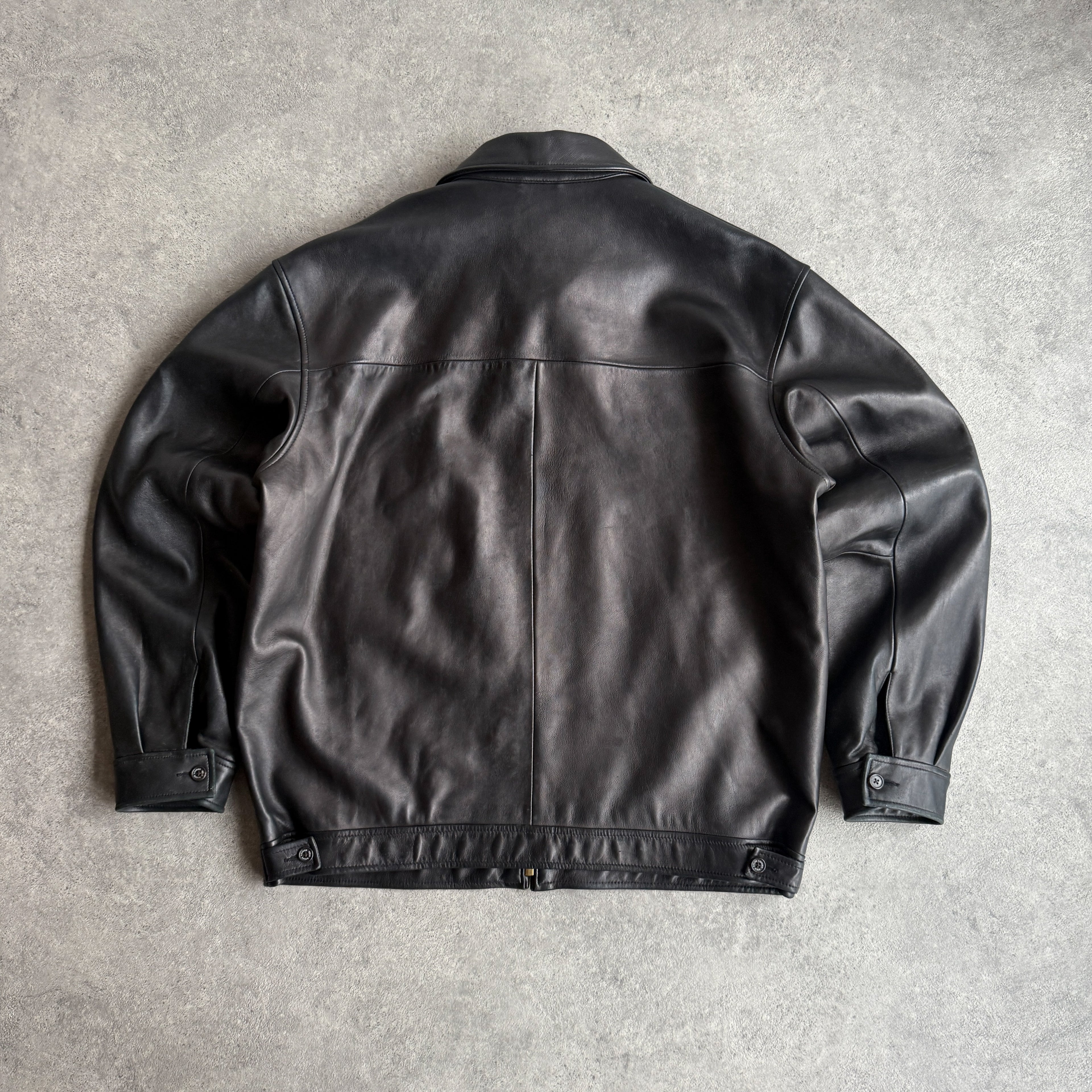 Ralph Lauren RARE 1990s heavyweight leather harrington jacket (L)