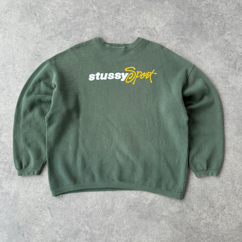 Stussy Sport RARE 1990s heavyweight spellout sweatshirt (L)