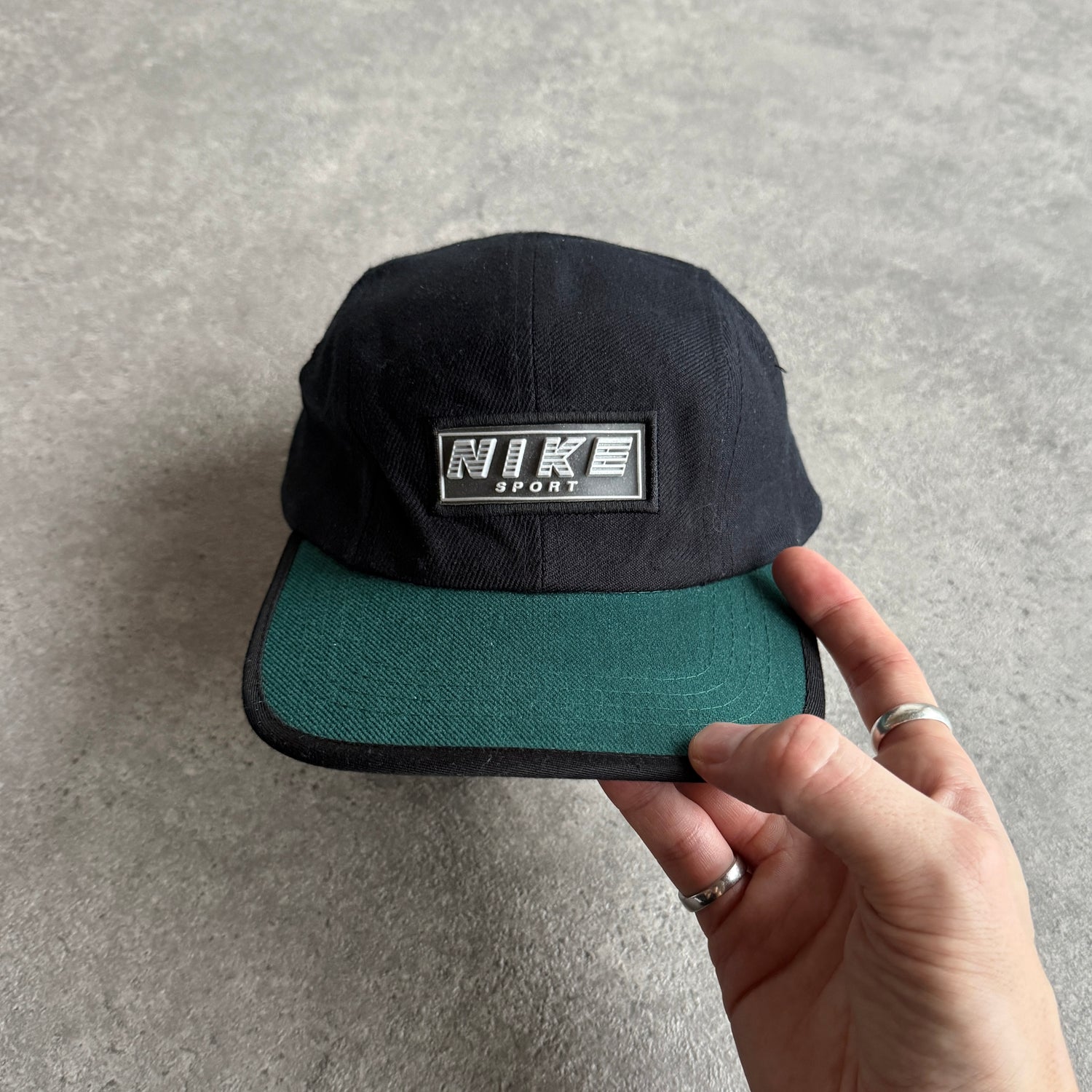 Nike Sport RARE 1990s spellout rubber logo embroidered cap