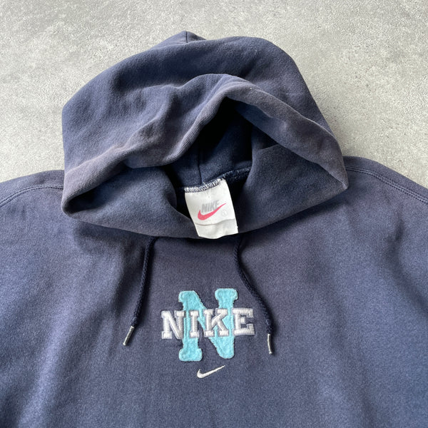 Nike RARE 1990s heavyweight embroidered hoodie (L)